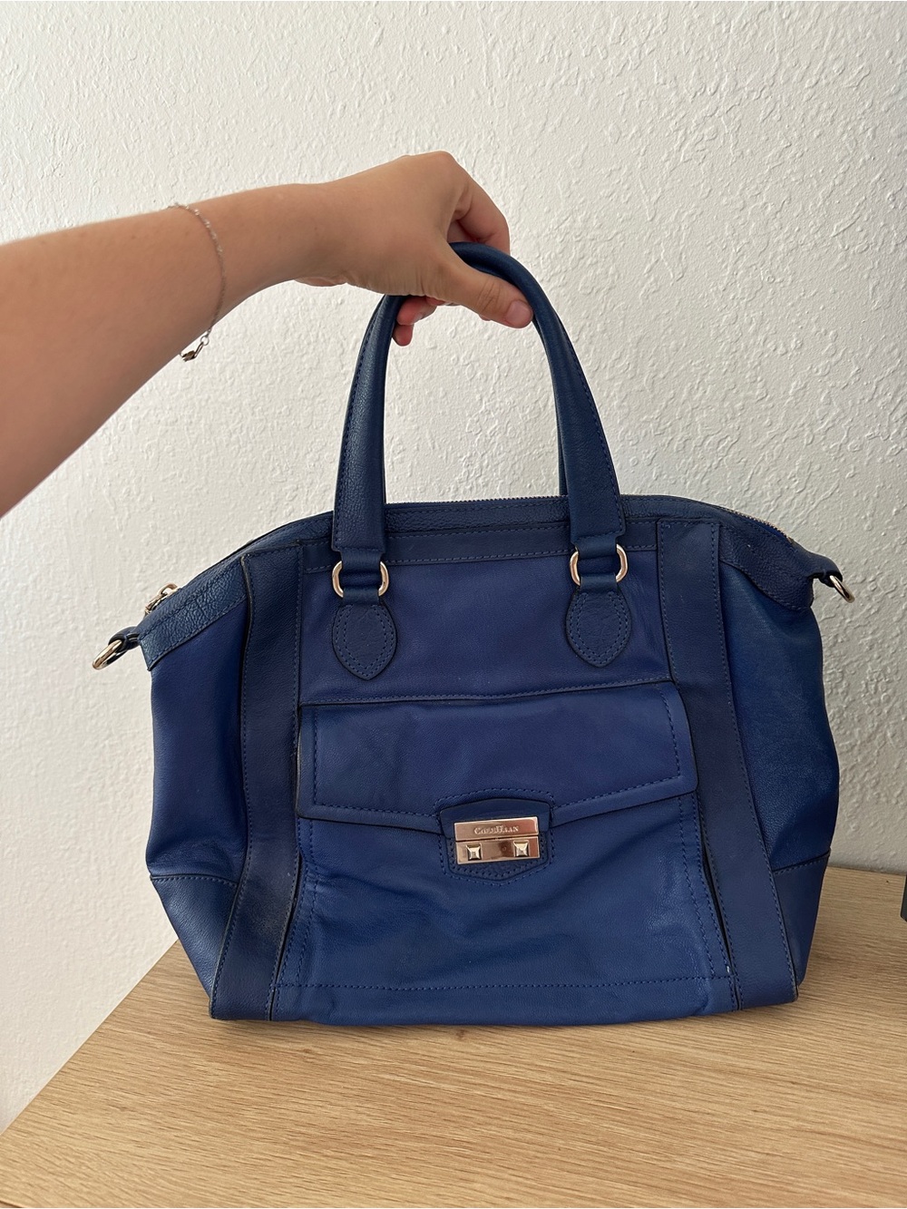 Cole Haan Classic Navy Leather Satchel Handbag